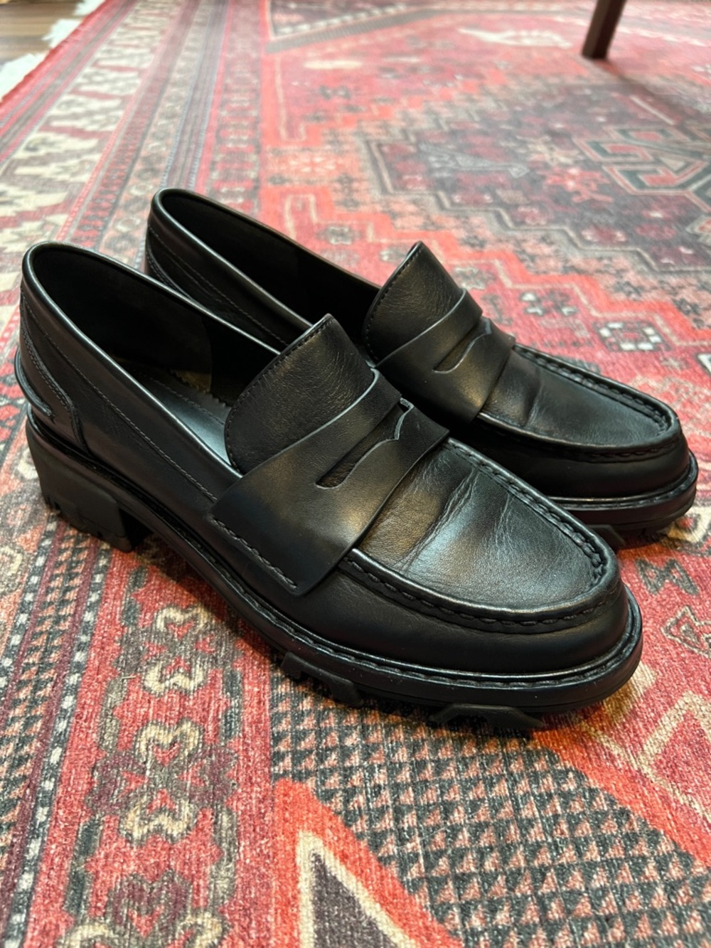 Rag & bone Quinn Chunky Black Leather Loafer